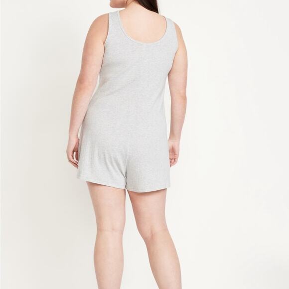 Old Navy light heather gray Knit Henley Romper - Picture 9 of 16
